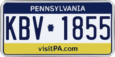 PA license plate KBV1855