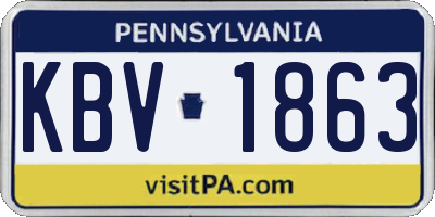 PA license plate KBV1863