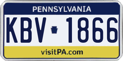 PA license plate KBV1866