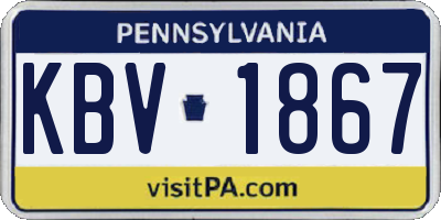 PA license plate KBV1867