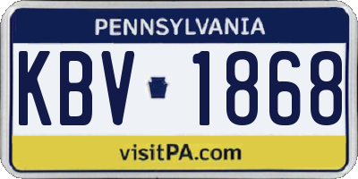 PA license plate KBV1868