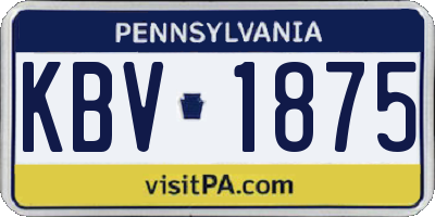 PA license plate KBV1875