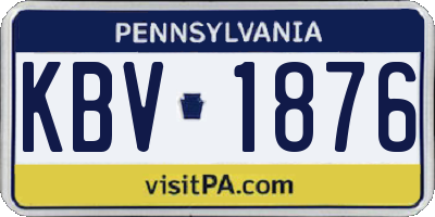 PA license plate KBV1876