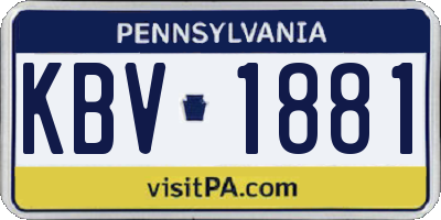 PA license plate KBV1881