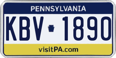 PA license plate KBV1890