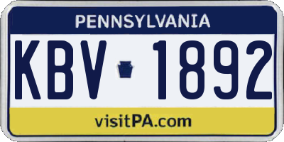 PA license plate KBV1892