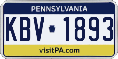 PA license plate KBV1893