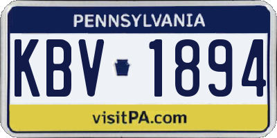 PA license plate KBV1894