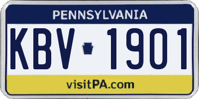 PA license plate KBV1901