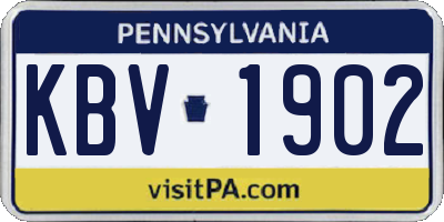 PA license plate KBV1902