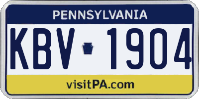 PA license plate KBV1904