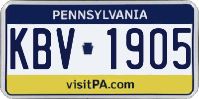 PA license plate KBV1905