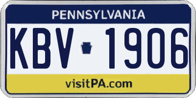 PA license plate KBV1906