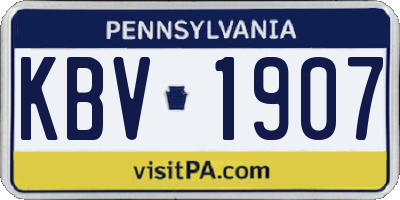 PA license plate KBV1907