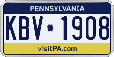 PA license plate KBV1908