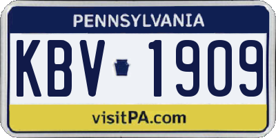PA license plate KBV1909