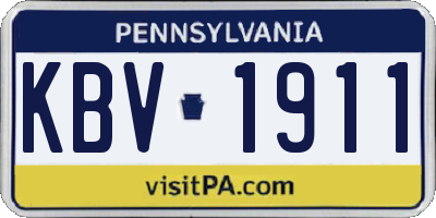 PA license plate KBV1911