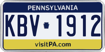 PA license plate KBV1912