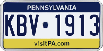 PA license plate KBV1913
