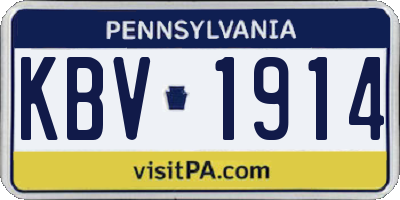 PA license plate KBV1914