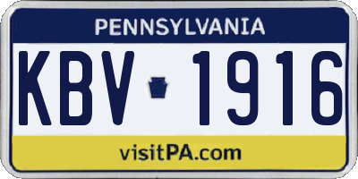 PA license plate KBV1916