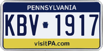 PA license plate KBV1917