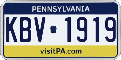 PA license plate KBV1919