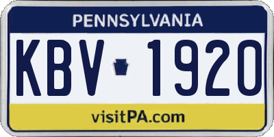 PA license plate KBV1920