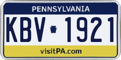 PA license plate KBV1921