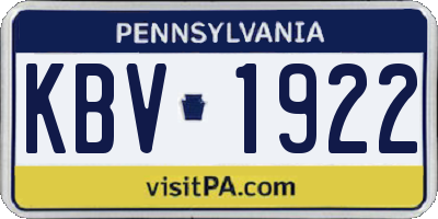 PA license plate KBV1922