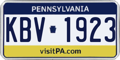 PA license plate KBV1923