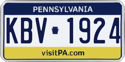 PA license plate KBV1924