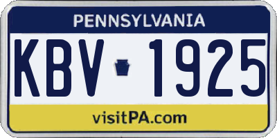 PA license plate KBV1925