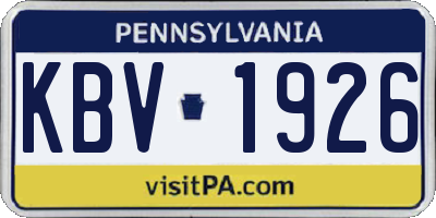 PA license plate KBV1926