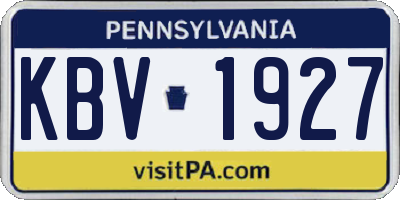 PA license plate KBV1927