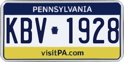 PA license plate KBV1928