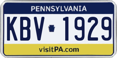 PA license plate KBV1929