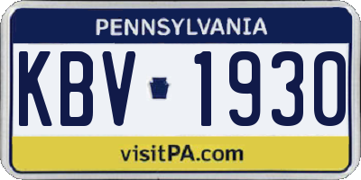 PA license plate KBV1930