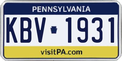 PA license plate KBV1931