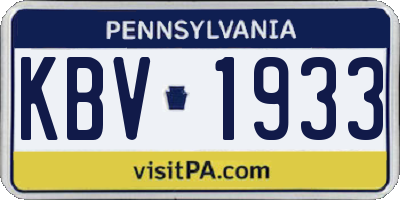 PA license plate KBV1933