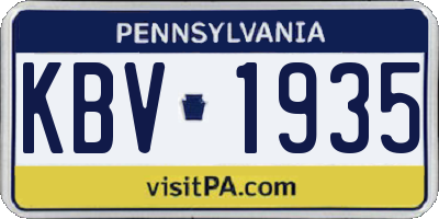 PA license plate KBV1935