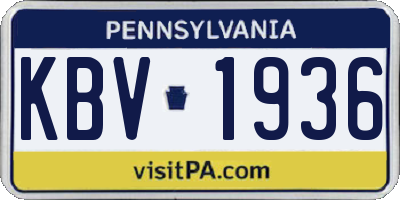 PA license plate KBV1936