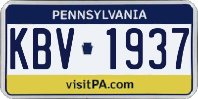 PA license plate KBV1937