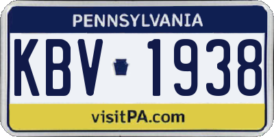 PA license plate KBV1938