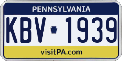 PA license plate KBV1939