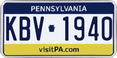 PA license plate KBV1940
