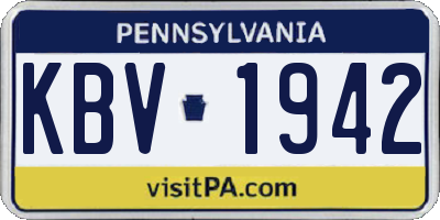 PA license plate KBV1942