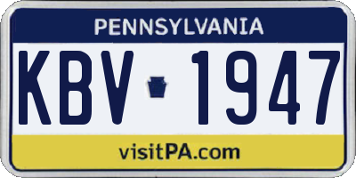 PA license plate KBV1947
