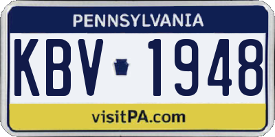 PA license plate KBV1948