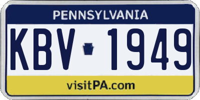 PA license plate KBV1949